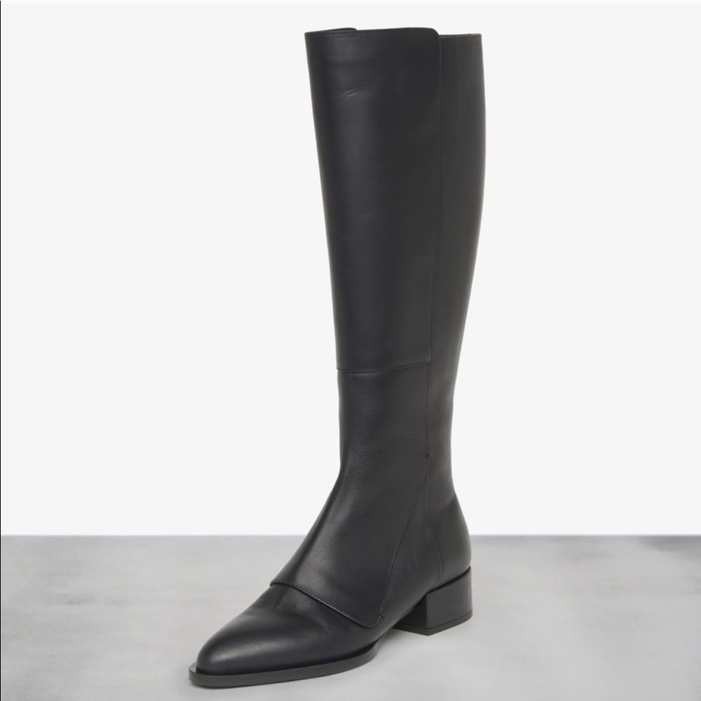 VINCE Yilan Leather Tall Pointed Toe Riding Boots